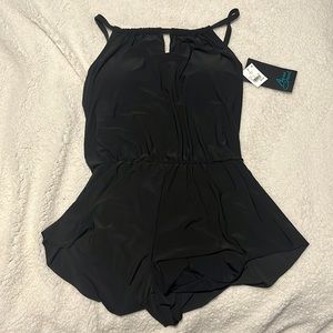 NWT Aqua Green Swim Romper One Piece Swimsuit Size Large L 12/14